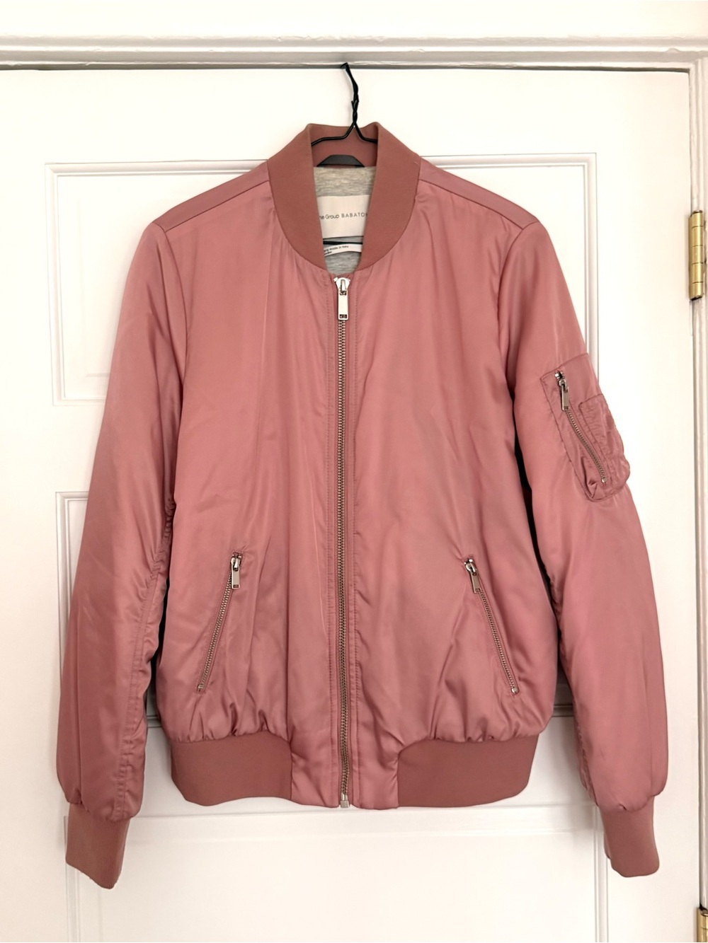 Aritzia Babaton Mauve Pink Satin Bomber Jacket